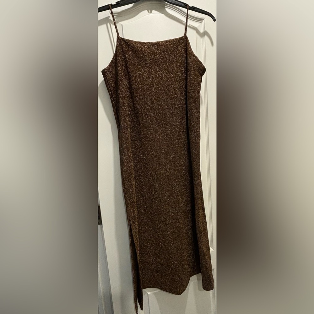 NEW HM Brown Gold Shimmery Dress LARGE